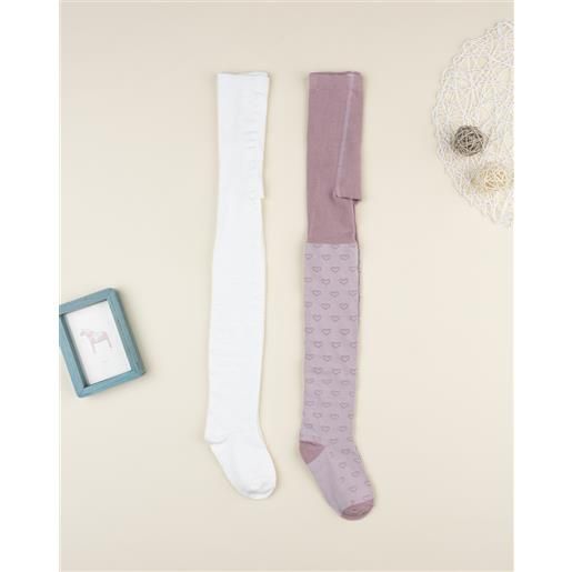 Prénatal pack 2 collant bambina bianco/rosa