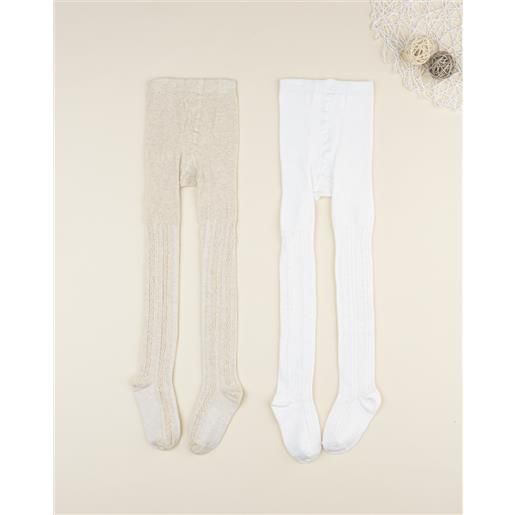 Prénatal pack 2 collant bambina beige/bianco