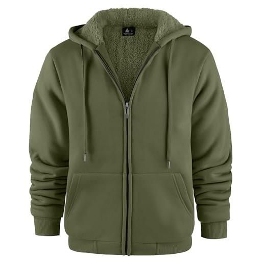 JACKETOWN felpa con cappuccio da uomo, giacca con cerniera, invernale in pile caldo giacca in pile con fodera e cappuccio