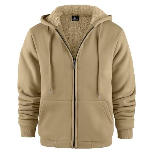 JACKETOWN felpa con cappuccio da uomo, giacca con cerniera, invernale in pile caldo giacca in pile con fodera e cappuccio