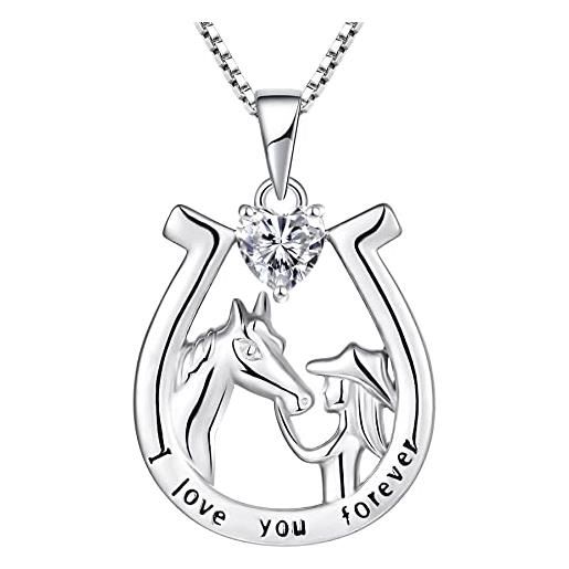 ONEFINITY Collana Con Ciondolo Ferro Di Cavallo E Stivali Cowboy – Argento 925 Con Turchese – 45 Cm + 5 Cm