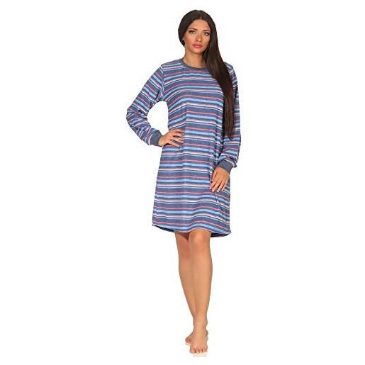 Camicia Da Notte In Spugna NORMANN Per Donna: Con Polsini E Stampa Effetto Cuore, Calda, Anche Taglie Forti, Lavabile A 60°