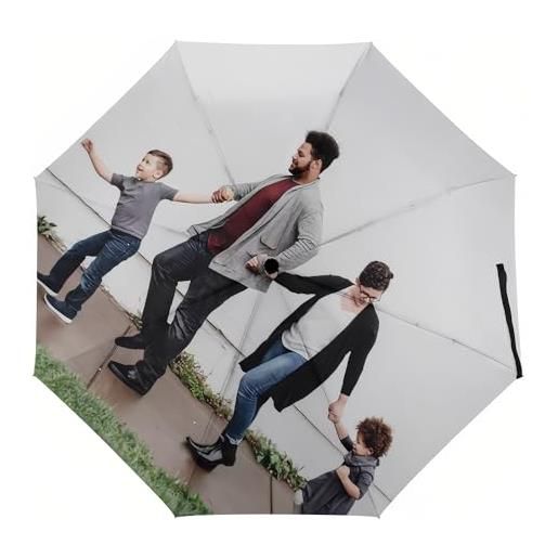 JoyJot ombrello personalizzato con foto personalizzato sole/pioggia ombrello pieghevole antivento viaggio compatto pieghevole portatile autoumbrella, interno nero ed esterno personalizzato, generale