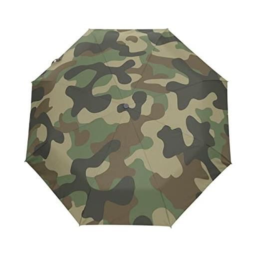 LDIYEU mimetico militare verde militare ombrello pieghevole automatico portatile con apertura e chiusura automatica a pulsante protezione uv ombrelli per viaggi bambini ragazzi ragazze