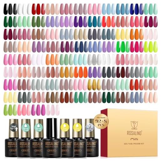 ROSALIND smalto semipermanente unghie, 100 pezzi nero bianco rosso rosa blu verde colori smalti semipermanenti per unghie viola marrone, uv/led mini smalto gel unghie manicure regalo