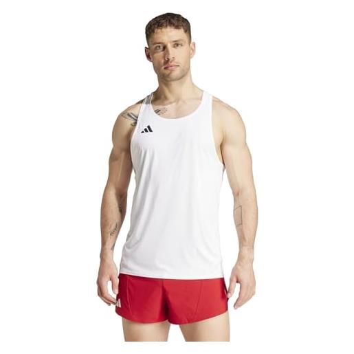 adidas adizero essentials - canotta da corsa, da uomo, taglia l, colore: bianco