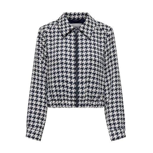 ONLY onlkimmie life bomber jacket cc otw giacca, ombre blue/checks: cloud dancer, xs donna