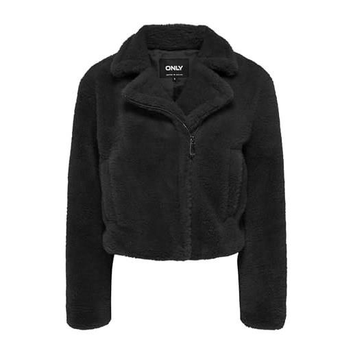 ONLY onlverona otw teddy giacca, nero, l donna