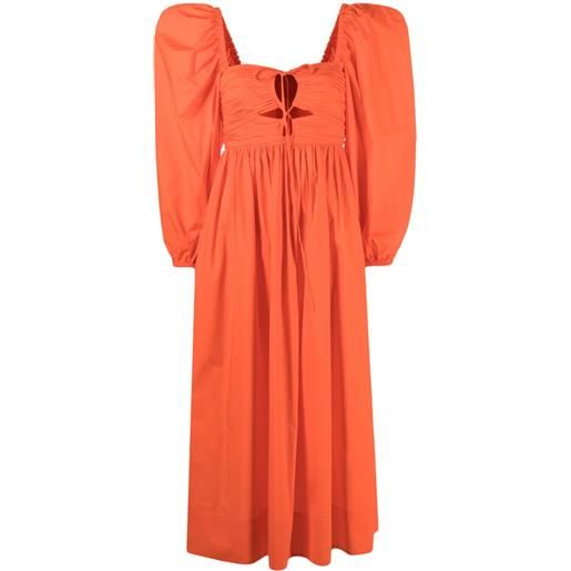 Ulla Johnson abito midi alessa con maniche a palloncino - arancione