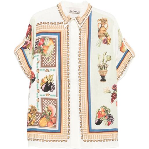 ALEMAIS camicia mercado a maniche corte con stampa frutta - bianco