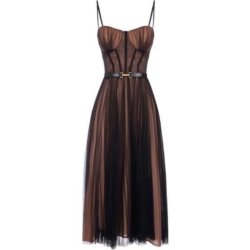 Elisabetta Franchi abito plissettato in tulle stile bustier - nero
