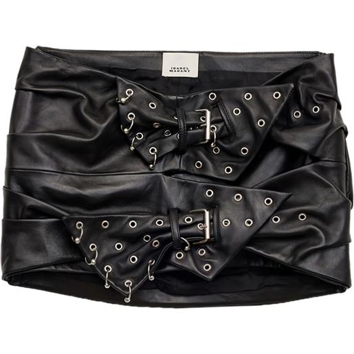 ISABEL MARANT gonna in pelle con fibbia - nero
