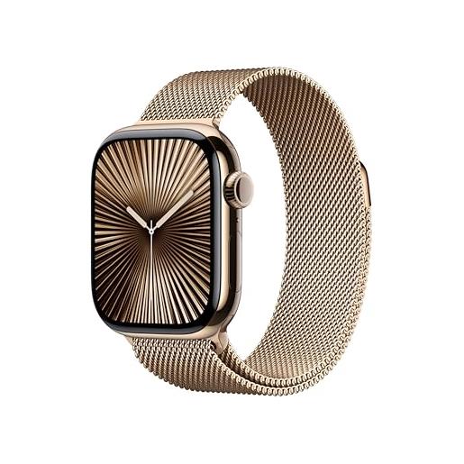 Apple watch series 10 gps + cellular 42 mm smartwatch con cassa in titanio color oro e cinturino sport loop oro. Fitness tracker, app ecg, display retina always-on, carbon neutral