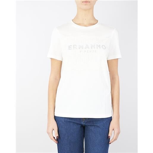 ERMANNO BY ERMANNO SCERVINO t-shirt con pizzo e logo di cristalli