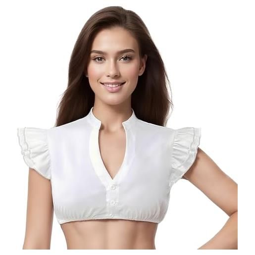 ZCJ blouse dirndl femme bianca con scollo a v e manica a pipistrello - camicetta tradizionale bavarese per costume oktoberfest donna comoda ed elegante l