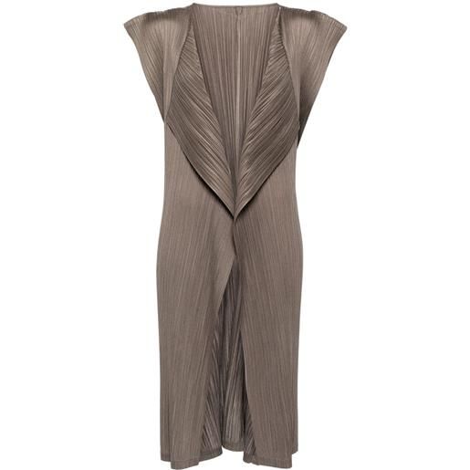 Pleats Please Issey Miyake cardigan plissettato - marrone