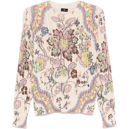 ETRO maglione a fiori - toni neutri