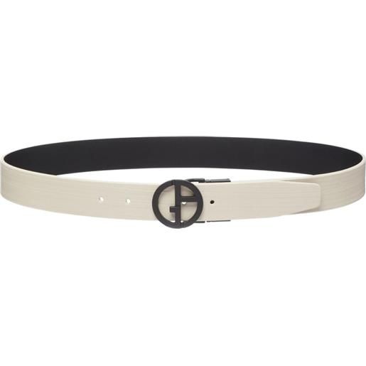 Giorgio Armani cintura in pelle con placca logo - bianco