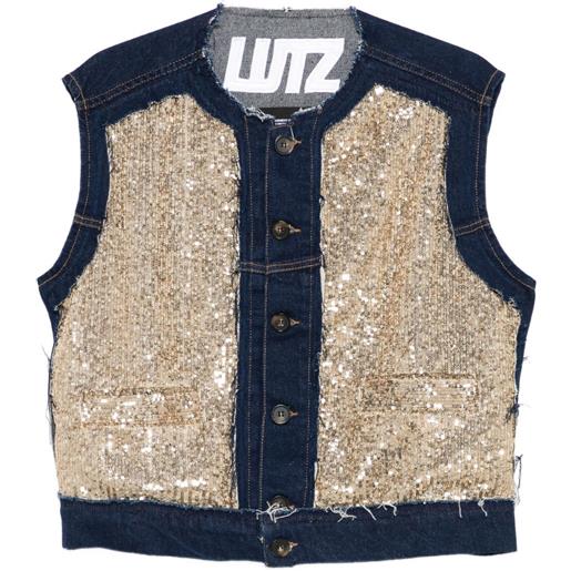 Lutz Huelle gilet denim flirt con decorazione - blu