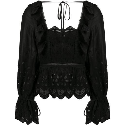 Self-Portrait blusa con ricamo - nero