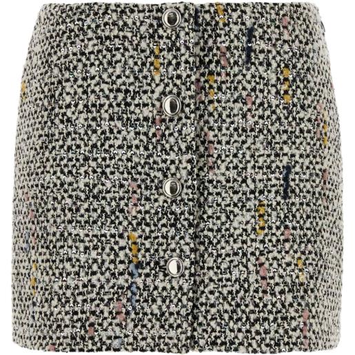 Alessandra Rich minigonna in tweed con paillettes - toni neutri
