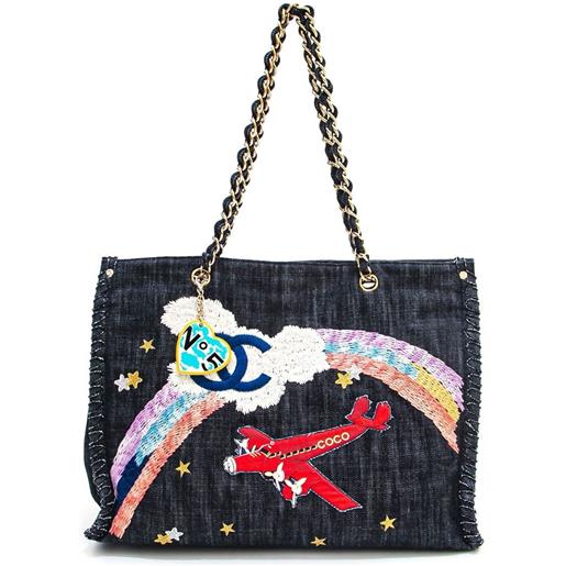 CHANEL Pre-Owned - borsa tote airplane denim 2006 - donna - denim - taglia unica - blu