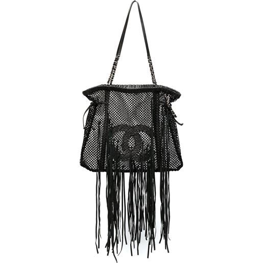 CHANEL Pre-Owned - borsa tote resort grande con logo 2011 - donna - pelle di vitello/nylon - taglia unica - nero