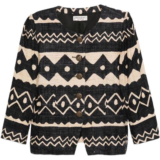 Saint Laurent Pre-Owned - giacca con motivo geometrico 1994 - donna - lino - 40 - toni neutri