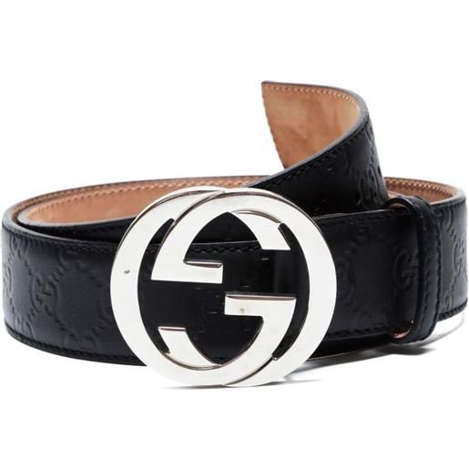 Gucci Pre-Owned - cintura con monogramma 2015-2025 - unisex - pelle di vitello - taglia unica - nero