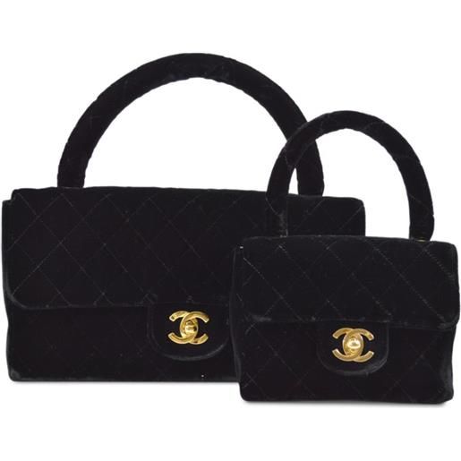 CHANEL Pre-Owned - borsa a mano classic flap two-in-one 1995 - donna - velluto - taglia unica - nero
