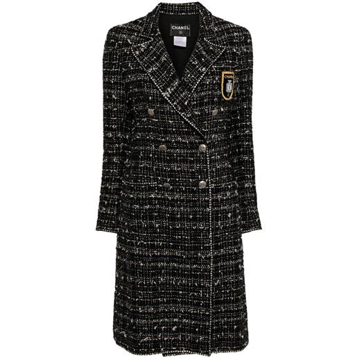 CHANEL Pre-Owned - cappotto in tweed con applicazione 2005 - donna - acrilico/cotone/nylon/rayon/mohair/poliestere/seta/seta/elastam - 36 - nero