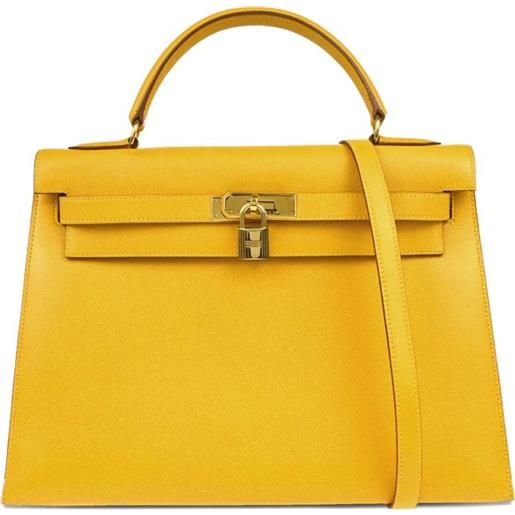 Hermès Pre-Owned - borsa a mano kelly 32 sellier two-way 1996 - unisex - pelle di vitello - taglia unica - giallo