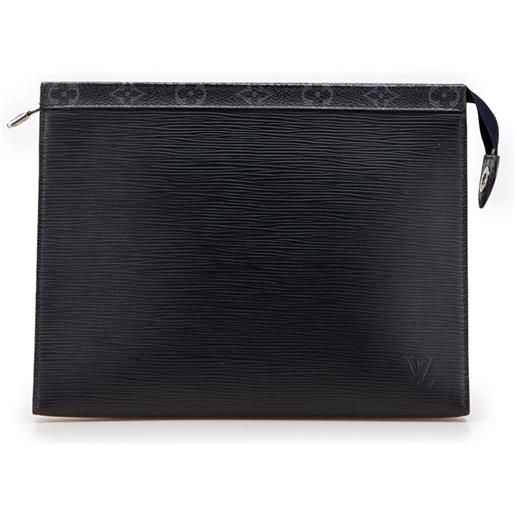 Louis Vuitton Pre-Owned - clutch eclipse pochette voyage mm in pelle épi con monogramma 2017 - uomo - tela/pelle - taglia unica - nero