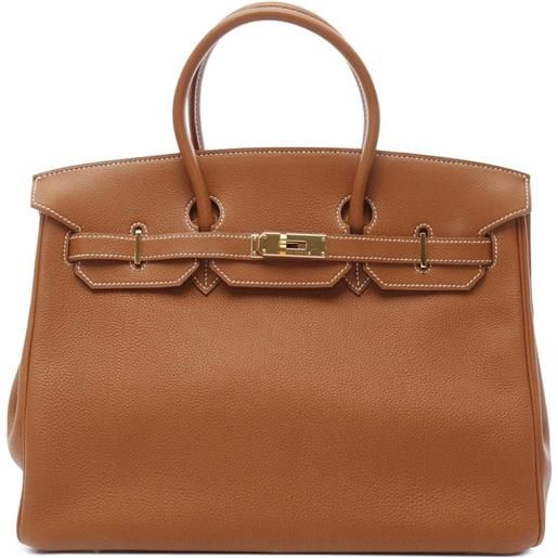Hermès Pre-Owned - borsa a mano birkin retourne 35 in pelle togo 2002 - donna - pelle di vitello - taglia unica - marrone