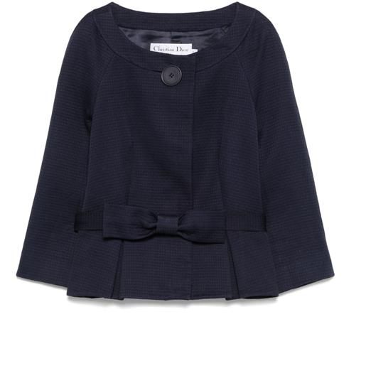 Christian Dior Pre-Owned - giacca con cintura 2010 - donna - seta/cotone - 36 - blu