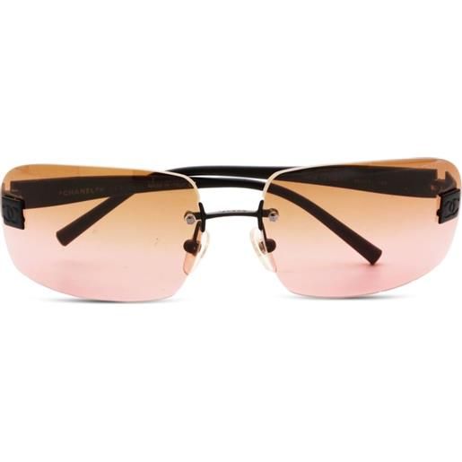 CHANEL Pre-Owned - occhiali da sole rettangolari anni 2000 - donna - acetato - taglia unica - nero