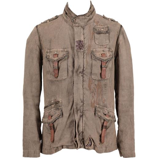 Vintage - gilet con effetto vissuto - uomo - lino/cotone/ramia (naturale, veg. )/cupro - 50 - verde