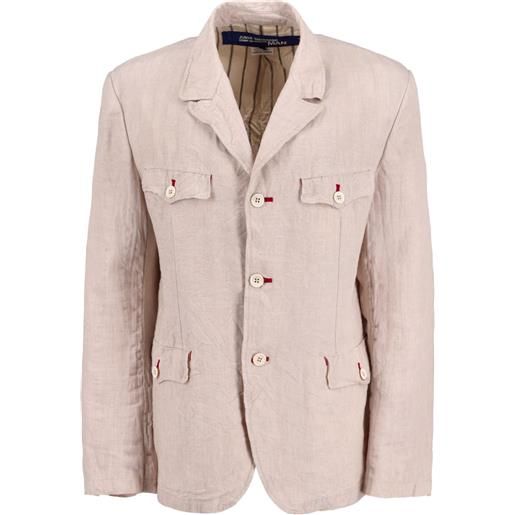 Junya Watanabe MAN - blazer monopetto in lino - uomo - lino - 46 - toni neutri