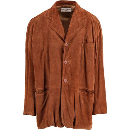 Dolce & Gabbana Pre-Owned - giacca in pelle scamosciata - uomo - pelle scamosciata - 50 - marrone
