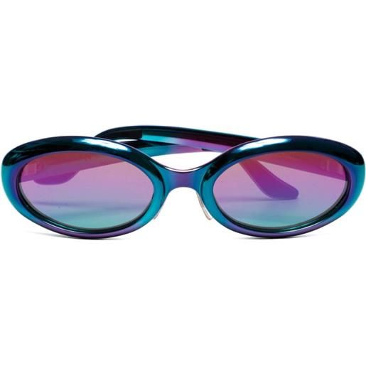 Louis Vuitton Pre-Owned - occhiali da sole ovali iridescenti 2018 - donna - alluminio - taglia unica - blu