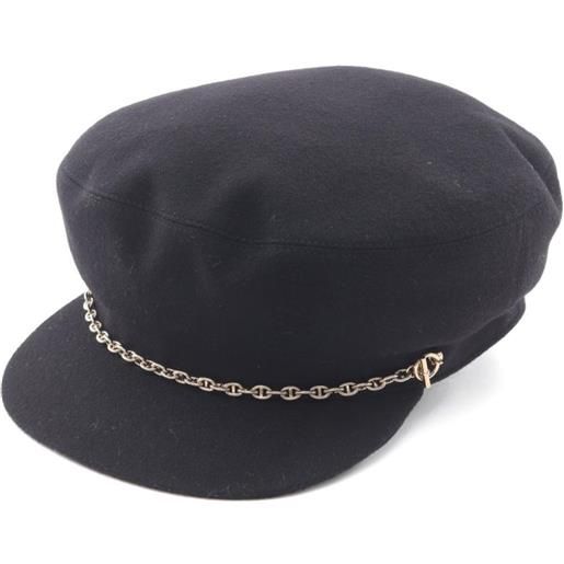 Hermès Pre-Owned - cappello belle-ile chaîne d'ancre anni 2000 - donna - cashmere/seta/cashmere/viscosa/cotone - 57 - nero
