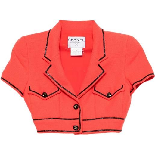 CHANEL Pre-Owned - giacca monopetto 1995 - donna - lycra/seta/cotone - 36 - rosso