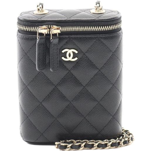 CHANEL Pre-Owned - trousse make up matelassé anni 2010 - donna - pelle caviar - taglia unica - nero
