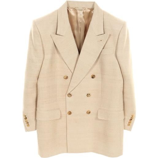 Gucci Pre-Owned - blazer doppiopetto anni 2010 - uomo - seta/cupro/viscosa - 56 - toni neutri