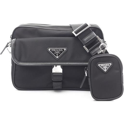 Prada Pre-Owned - borsa a spalla con logo a triangolo anni 2010 - uomo - nylon - taglia unica - nero