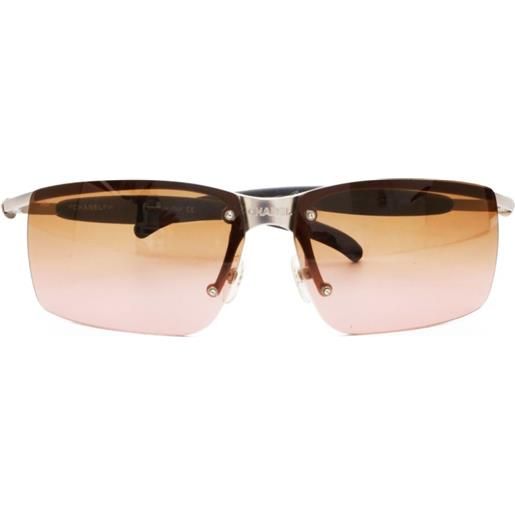 CHANEL Pre-Owned - occhiali da sole rettangolari anni 2000 - donna - placcatura in argento - taglia unica - nero