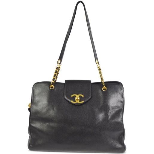 CHANEL Pre-Owned - borsa a spalla supermodel anni '90-2000 - donna - pelle caviar - taglia unica - nero