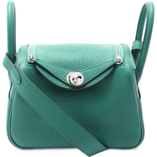 Hermès Pre-Owned - borsa a spalla lindy mini 2024 - donna - pelle di vitello - taglia unica - verde