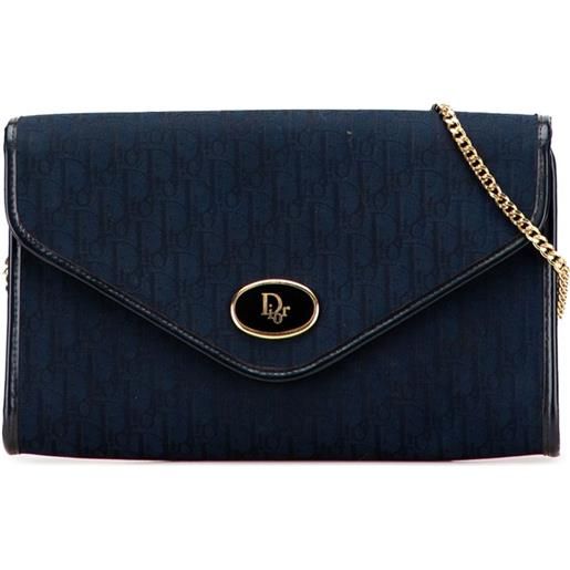 Christian Dior Pre-Owned - borsa a spalla in tela con motivo oblique e catena xx secolo - donna - tela/pelle di vitello - taglia unica - blu