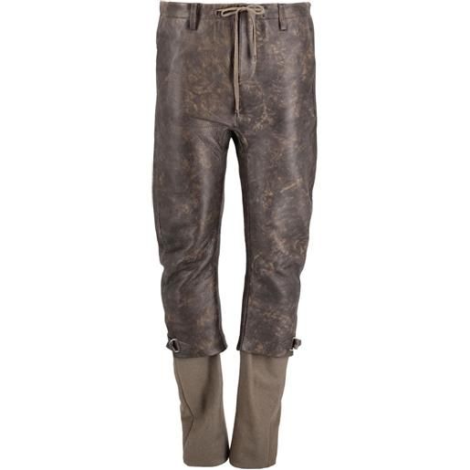 Vintage - pantaloni in pelle - uomo - pelle di daino/cotone - 46 - verde